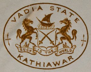 Blason début du 20e siècle; Vadia Saurashtra; Gujarat; Inde