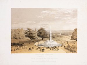 Palais de Cristal, après la Grande Exposition La fontaine et le parc depuis les marches de la terrasse du Palais de Cristal, c 1855 - Unbekannt