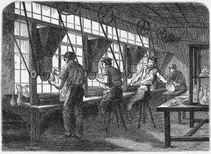 Découpe de cristal, vers 1880 (gravure) - Unbekannter Künstler