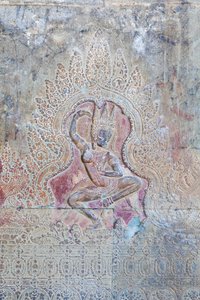 Relief de danseuse Apsara sur le mur ouest extérieur, Angkor Wat, Cambodge