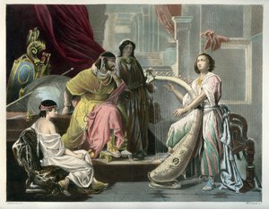 David joue de la harpe devant Saül - Bible - Unbekannter Künstler