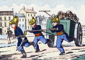 Pompiers. Gravure dans "Alphabet militaire enfantin". Imagerie de Pont-à-Mousson, vers 1890. 20 pages - Unbekannt