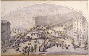 Passerelle à Paris, c.1880 - Unbekannter Künstler