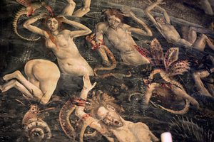 France, Tarn, Albi, Cathédrale Sainte-Cécile, fresque du Jugement Dernier, - (1474-fin du 15e siècle), la descente aux enfers (détail)