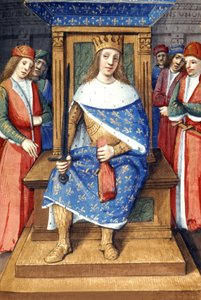 Le roi Louis IX (saint Louis, 1214-1270, roi de 1226 à 1270) sur son trône, illumination française - Unbekannter Künstler