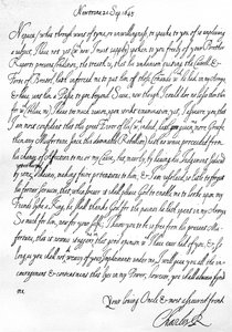 Lettre amicale de Charles Ier à son neveu, le prince Maurice, écrite à Newtown, Powys, Pays de Galles, 20 septembre - Unbekannt