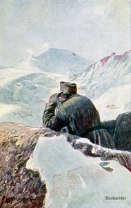 Observateur allemand dans la neige, pendant la Première Guerre mondiale - Unbekannter Künstler