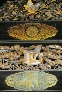 Oiseaux dorés et papillons, (détail) du Palais Ninomaru, Château de Nijo, Kyoto