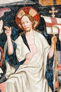 Fresque gothique; Résurrection; 5e cloître; Cathédrale; Brixen; Tyrol du Sud; Italie; Europe