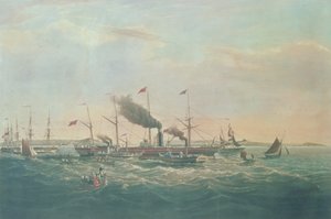 Grand navire à vapeur occidental (lithographie)