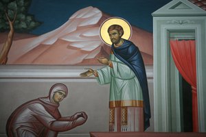 Icône orthodoxe grecque représentant le Christ apparaissant devant Marie-Madeleine, Thessalonique, Grèce