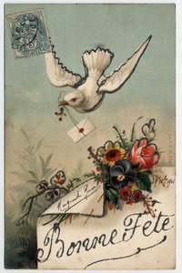 Carte de vœux : un oiseau apporte une lettre scellée - Carte postale datée de 1906 - Unbekannt