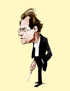 Gustav Mahler. Caricature par Oscar Garvens, compositeur autrichien, 7 juillet 1860 - 18 mai 1911. Oscar Garvens 1874-1951 - Unbekannt