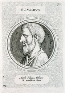 HOMÈRE (9ème siècle av. J.-C.). Écrivain grec (gravure)