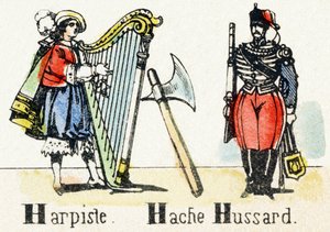 H - Harpiste Hache Hussard - Alphabet - divertissements enfantins - Imagerie d
