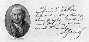 Écriture et signature de David Garrick