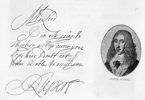Écriture et signature du Prince Rupert du Rhin