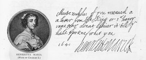 Écriture et signature de la reine Henriette Marie