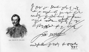 Écriture et signature de Sir Francis Drake
