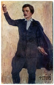 Histoire. Hongrie. Le poète et révolutionnaire Sándor Petőfi. Carte postale, Hongrie, c.1920