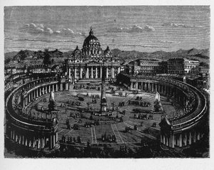 Histoire de la Rome antique. La place Saint-Pierre est une immense place située directement devant la basilique Saint-Pierre dans la Cité du Vatican, l