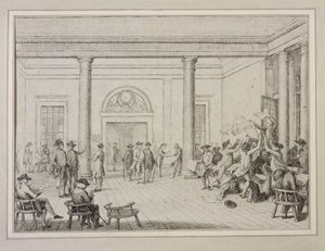 Intérieur de la Bourse, vers 1790