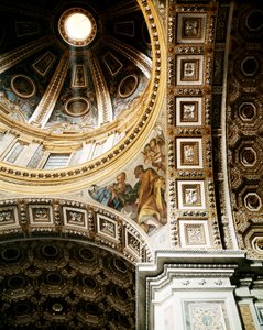Vue intérieure du dôme de la basilique Saint-Pierre (Basilica San Pietro) à Rome. (détail) - Unbekannt