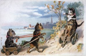 Chatons en traîneaux, début du 20e siècle - Unbekannter Künstler