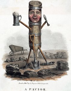 Le paveur, figure construite avec les outils de son métier, vers 1810-1860