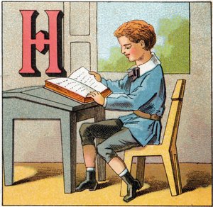 Lettre H comme histoire de France. Gravure dans "Alphabet des petits écoliers". Imagerie d