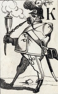 Lettre K : Fritz Kreutzer. Gravure dans "ABC Les Images en Alphabet". Imagerie d