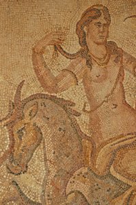 Libye, mosaïque romaine de Nymphe et Satyre de la Villa de Jason Magnus