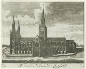 Cathédrale de Lichfield - Vue sud: gravure, nd [?18ème siècle] - Unbekannt