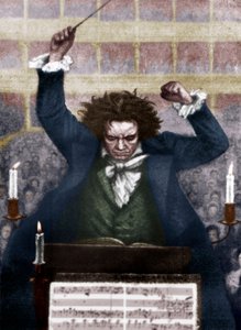 Ludwig van Beethoven dirigeant avec une baguette - Unbekannt
