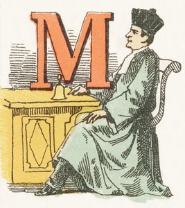 M - Magistrat - Alphabet Enfantin, Éditions Gordinne 1920 (gravure)