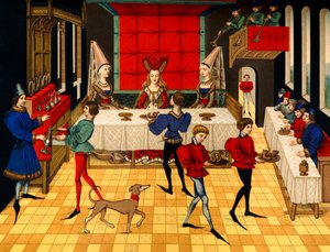 Service de table médiéval - une dame du XVe siècle servie par ses domestiques - Unbekannter Künstler