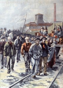 Mineurs en grève à Courrières, vers 1906 (illustration)