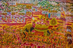 Peinture miniature du fort de Jodpur, festival de Holi, Mandawa, Rajasthan, Inde, Asie - Unbekannter Künstler
