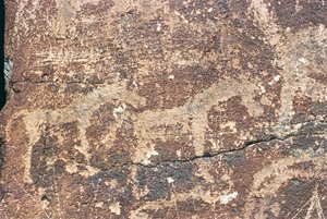 Mongolie, désert de Gobi, gravure rupestre