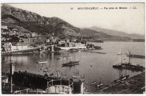 Monte Carlo (Monte-Carlo) : vue de la ville prise de Monaco - Carte postale fin XIXe-XXe siècle - William M. Timlin