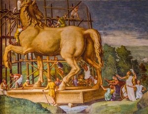 Fresque murale au Palazzo Ducale, Palais Royal, Château San Giorgio, Mantoue, Lombardie, Italie, Europe - Unbekannter Künstler