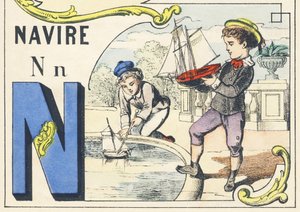N : navire - Alphabet des jeux, vers 1890 (illustration) - Unbekannt