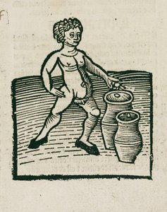 Homme nu avec des pots
