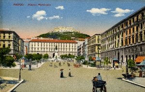 Naples Piazza Municipio, début du 20e siècle (carte postale)
