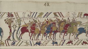 Soldats normands quittant Hastings pour combattre Harold (Tapisserie de Bayeux)