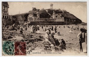 Normandie, Manche, Granville : les rochers de la plage - Carte postale datée 1926