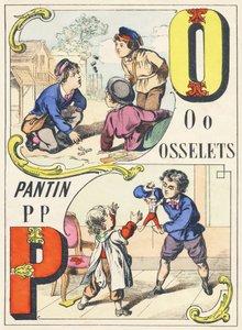 O P : osselets, pantin - Alphabet des jeux, c.1890 - Unbekannt