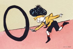 O comme cerceau en forme de O - Alphabet enfants. C. M. éditeur, Paris. Cartes postales peintes à la main, affranchies en 1904. Dimensions : 14 x 9 cm