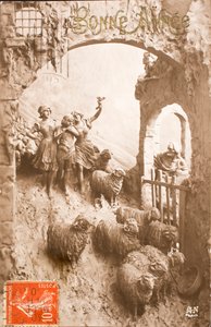 Bonne année, salutations, bergère, moutons