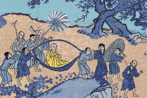 Pagode bouddhiste Ong Nui, fresque murale, Moine bouddhiste, Quy Nhon, Vietnam, 2019